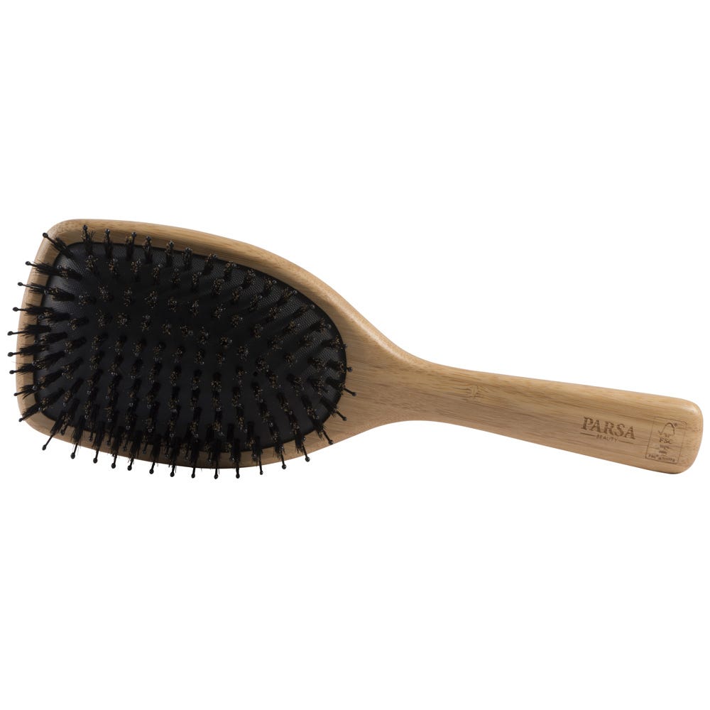 PARSA Beauty Profi FSC Holz Haarbürste Paddle Groß mit Mischborsten