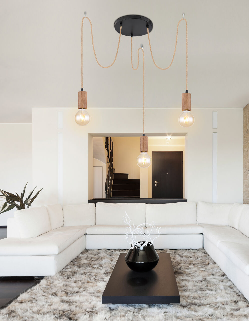 Globo Lighting - FRIDA - Hängeleuchte Metall schwarz matt, 3x E27