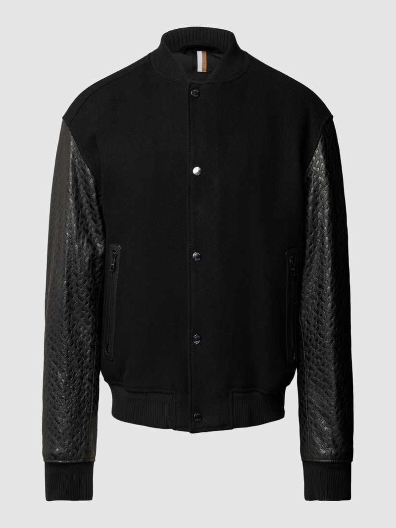 Blouson aus Schurwoll-Mix Modell 'Motiver' in schwarz