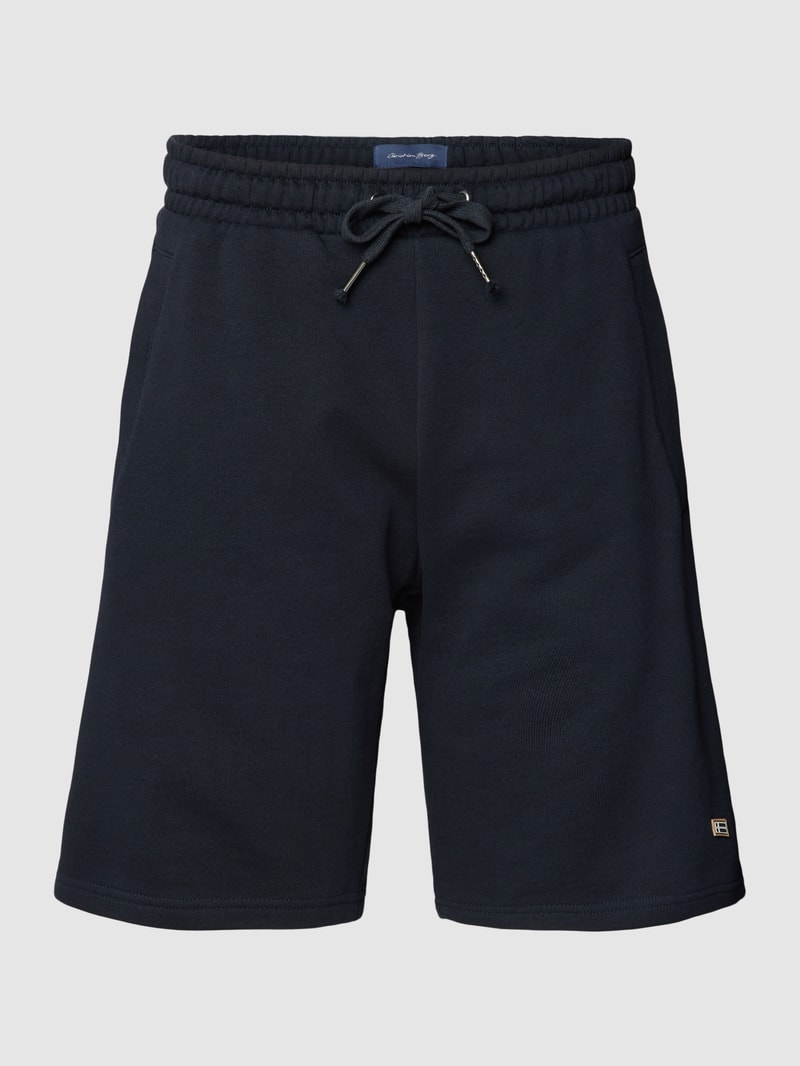 Sweatshorts aus Baumwolle mit Label-Detail in marineblau