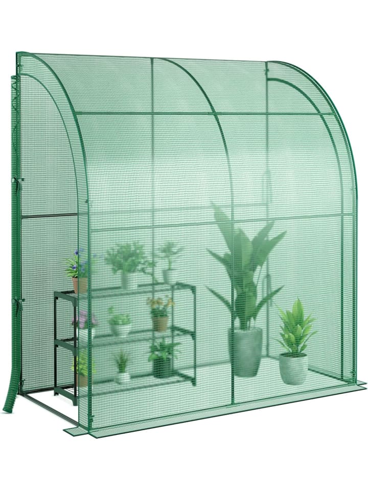 COSTWAY Gewächshaus mit Blumenregal in Grün günstig kaufen onesize
