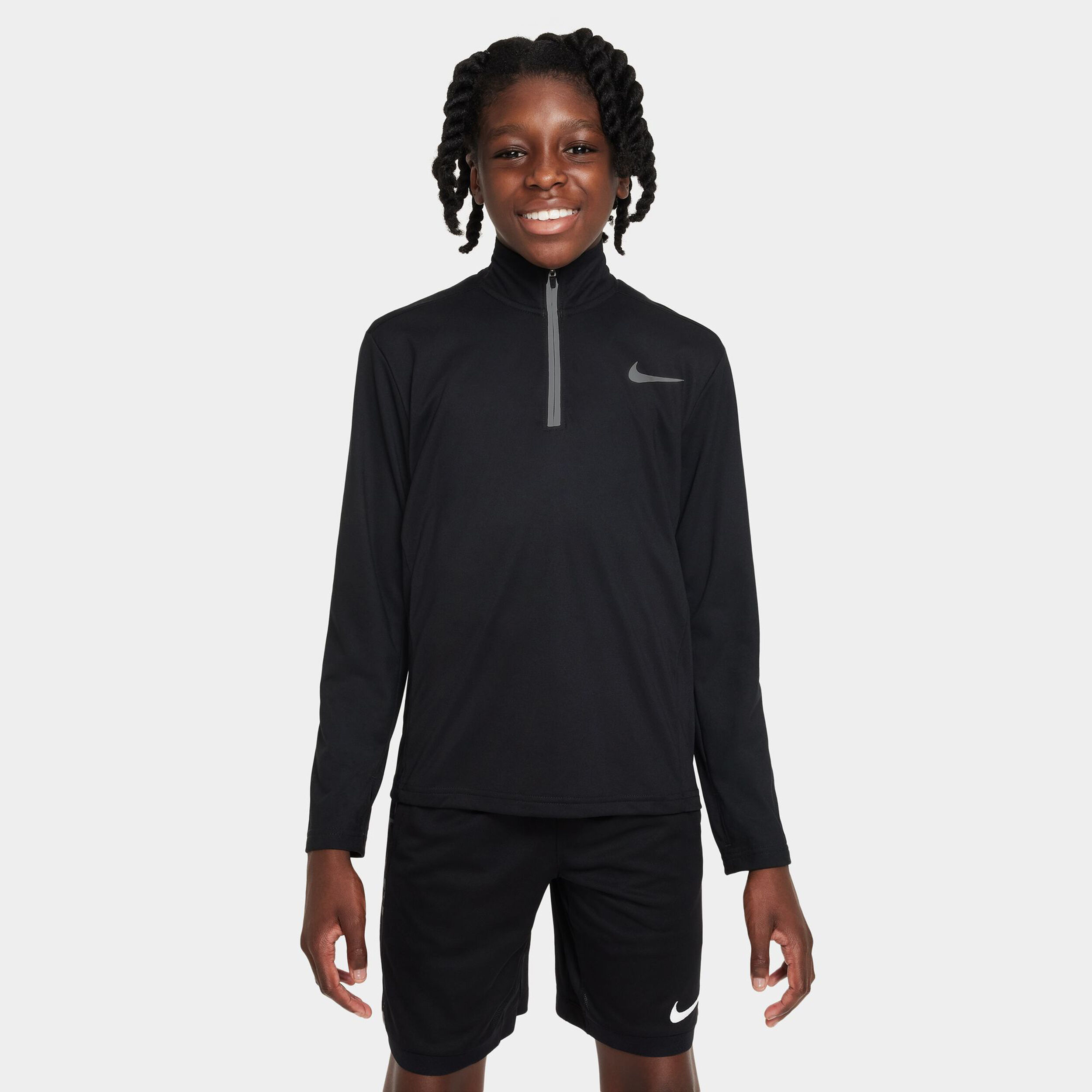 Dri-Fit Poly 1/4 Zip Longsleeve Jungen - Schwarz