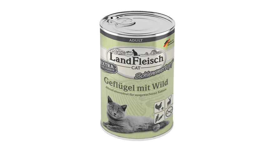 LandFleisch Katzennassfutter Adult Schlemmertopf Geflügel mit Wild 400g 400 g