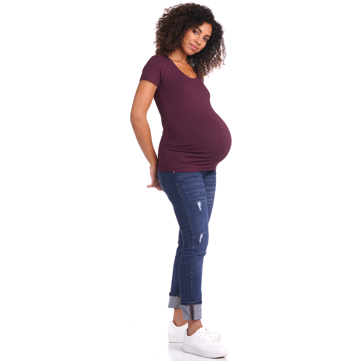 2 Damen Umstands-T-Shirts mit Raffung