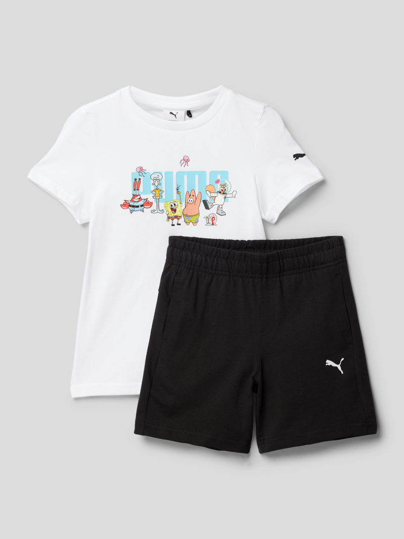 T-Shirt und Shorts im Set mit Spongebob®-Print in weiß