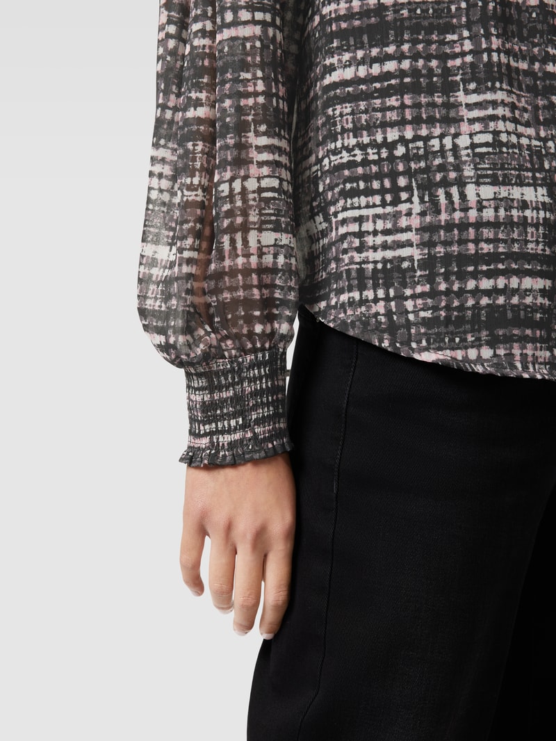 Blusenshirt mit Allover-Muster in schwarz