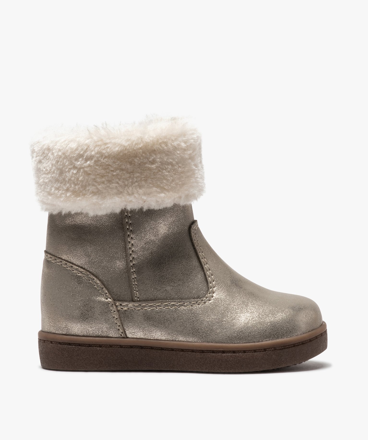 Boots fourrées bébé fille zippées dessus métallisé | GEMO