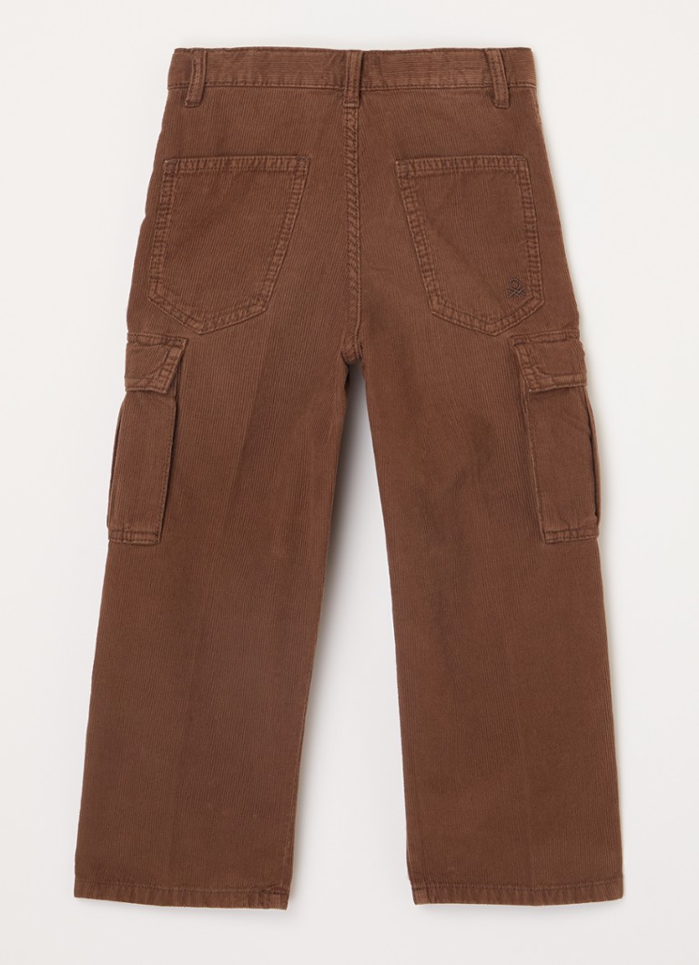Pantaloni cargo din catifea reiată Benetton cu picior drept