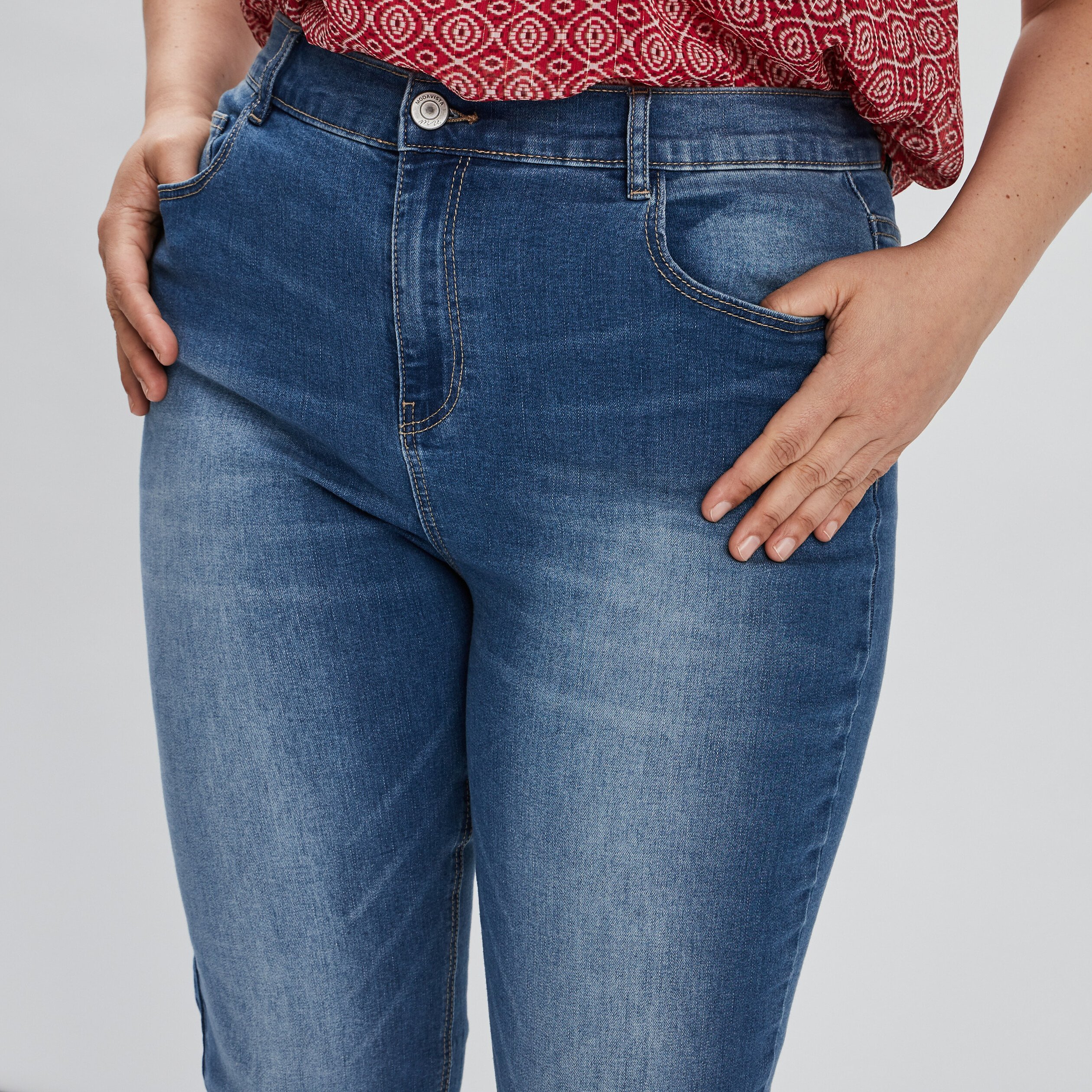 Jeans slim taille ajustable denim stone femme grande taille | La Halle