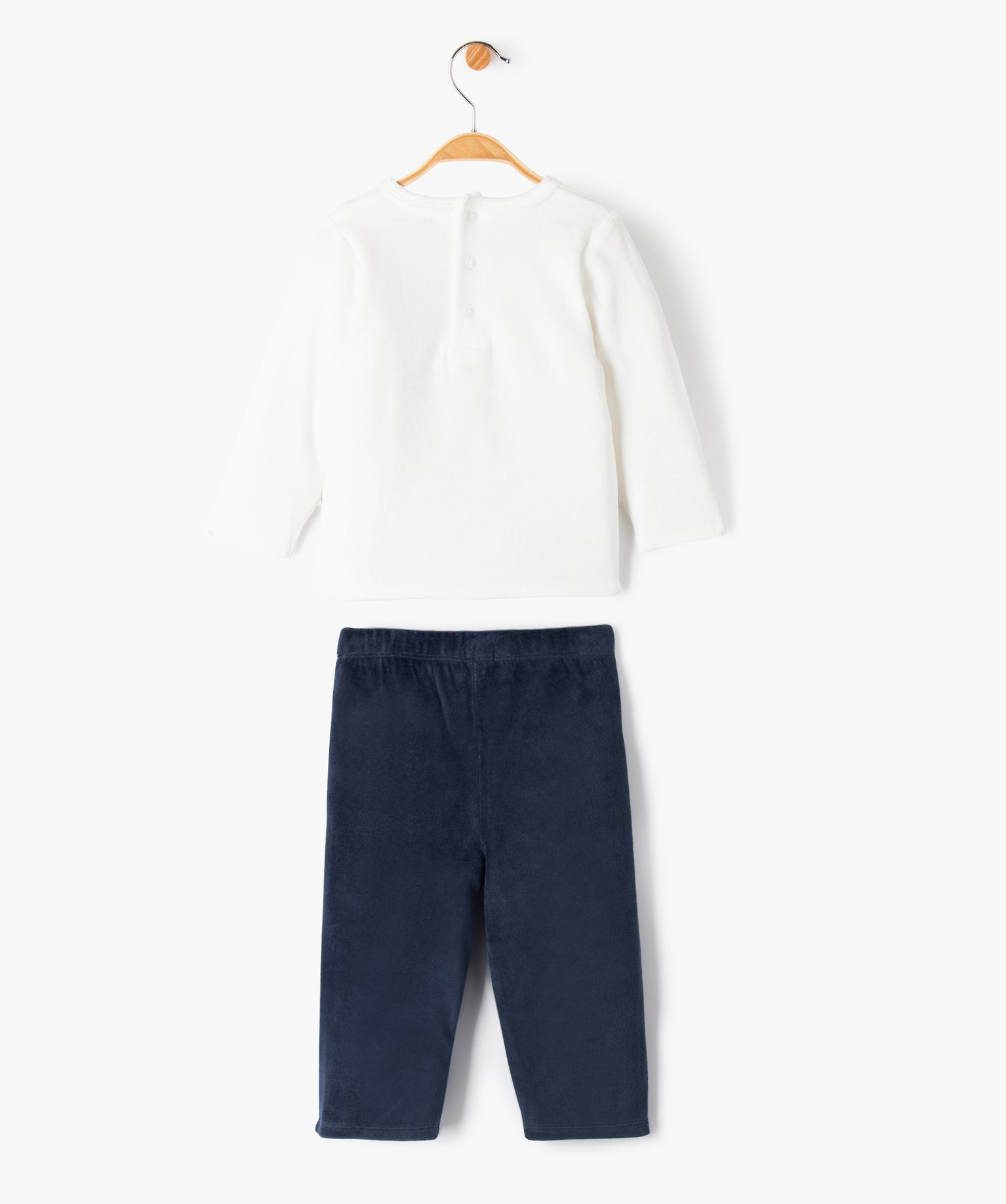 Pyjama en velours 2 pièces dépareillés bébé ecru | GEMO