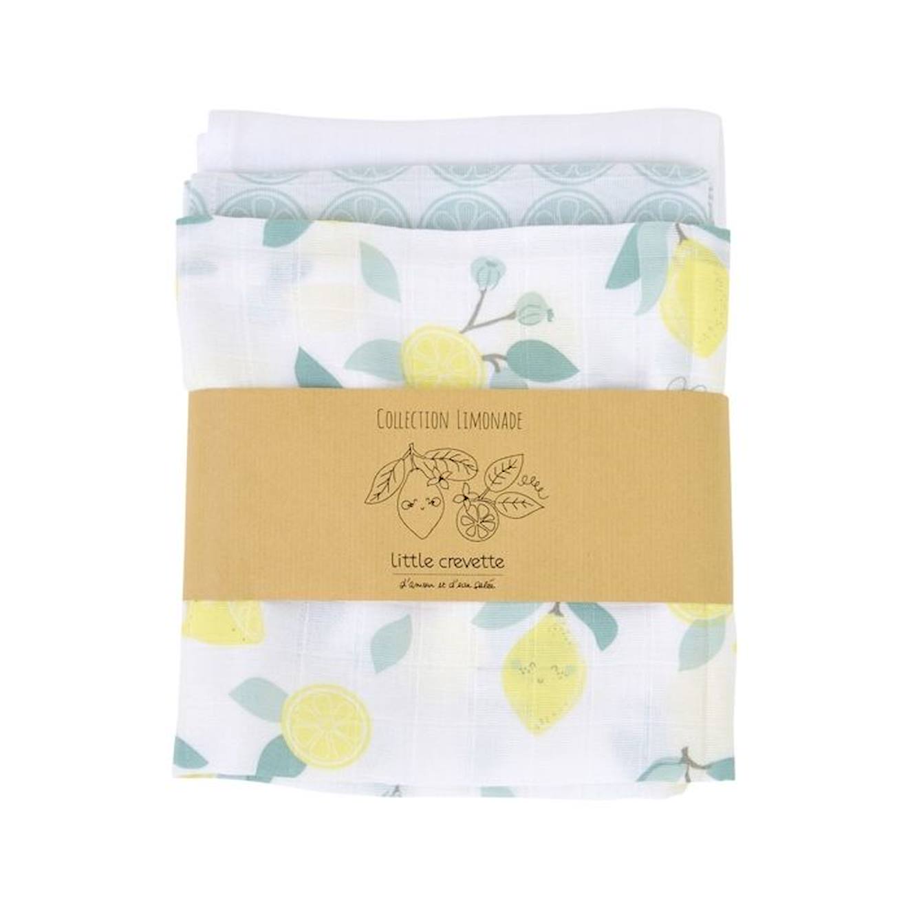 Lot de 3 langes en coton bio* Limonade jaune
