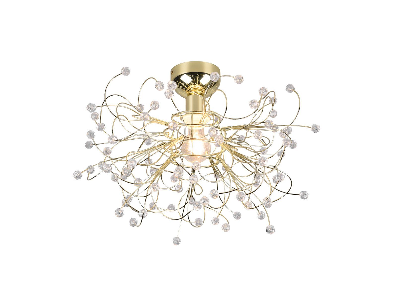 meineWunschleuchte LED Deckenleuchte, Dimmfunktion, LED wechselbar, Warmweiß, ausgefallene Designer Kristall-lampe Treppenhaus & Galerie Gold Ø 52cm
