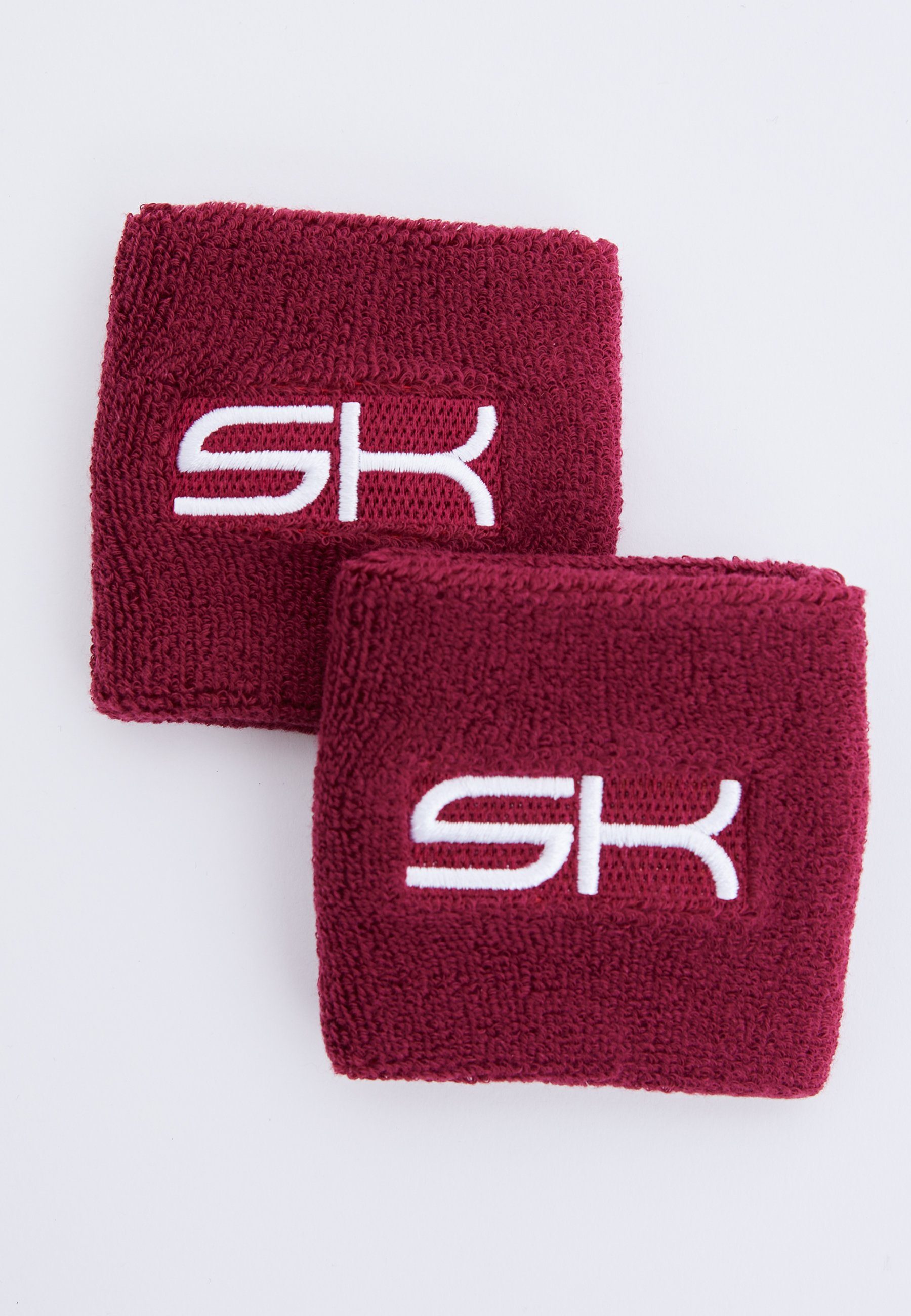 SPORTKIND Schweißband Tennis Schweißbänder klein 2er Set unisex Kinder & Erwachsene, bordeaux rot