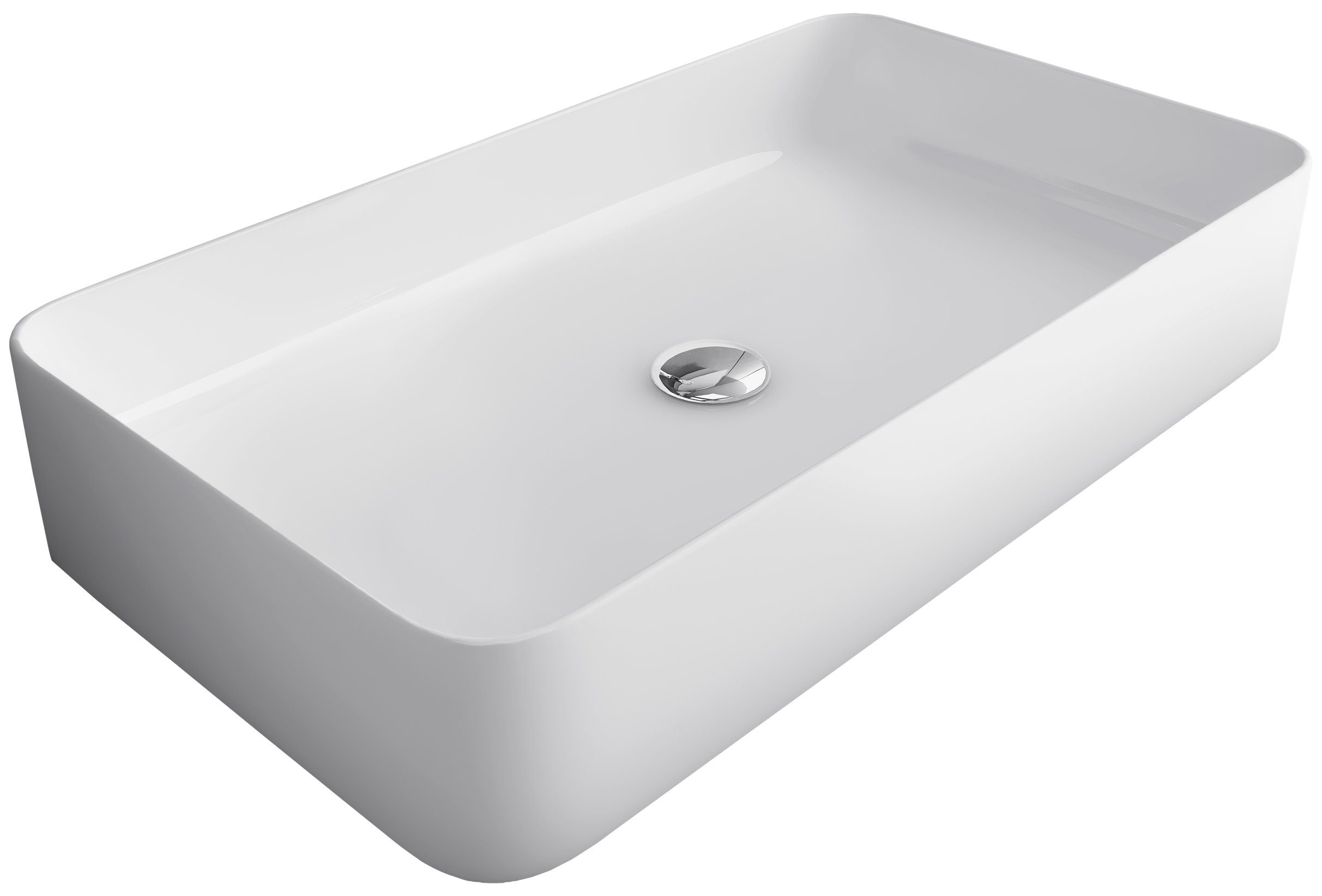 Alpenberger Aufsatzwaschbecken Keramik Waschbecken 60 cm Breit mit Nano (1-tlg., Aufsatzwaschtisch), eckiger Waschtisch mit Lotus Effekt, hygienisch und elegant