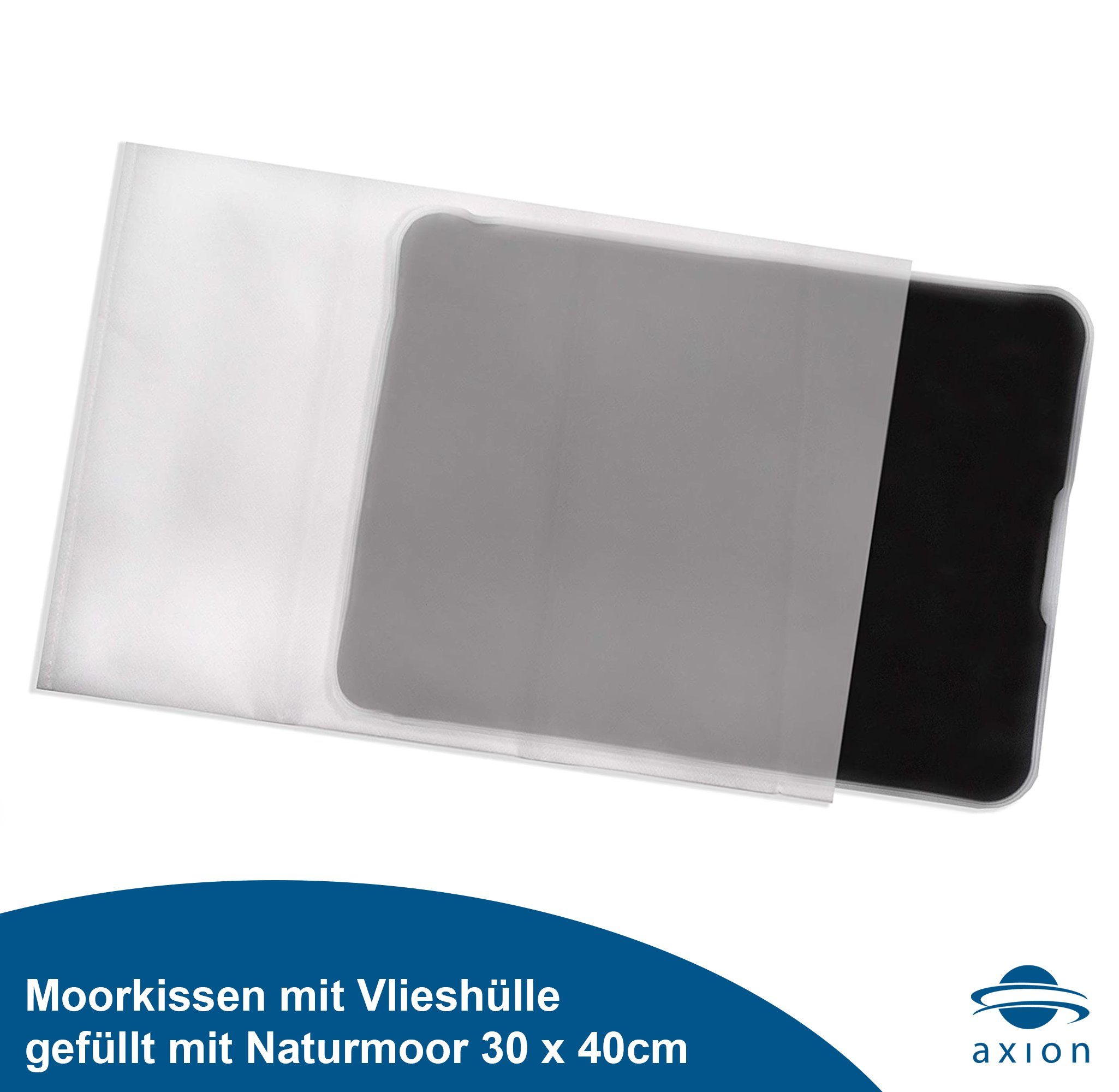 Axion Moor-Kissen Moorkompresse mit Naturmoor-Füllung und Vlieshülle 30 x 40 cm, Moorkissen geeignet für Mikrowelle und Wasserbad, Made in Germany