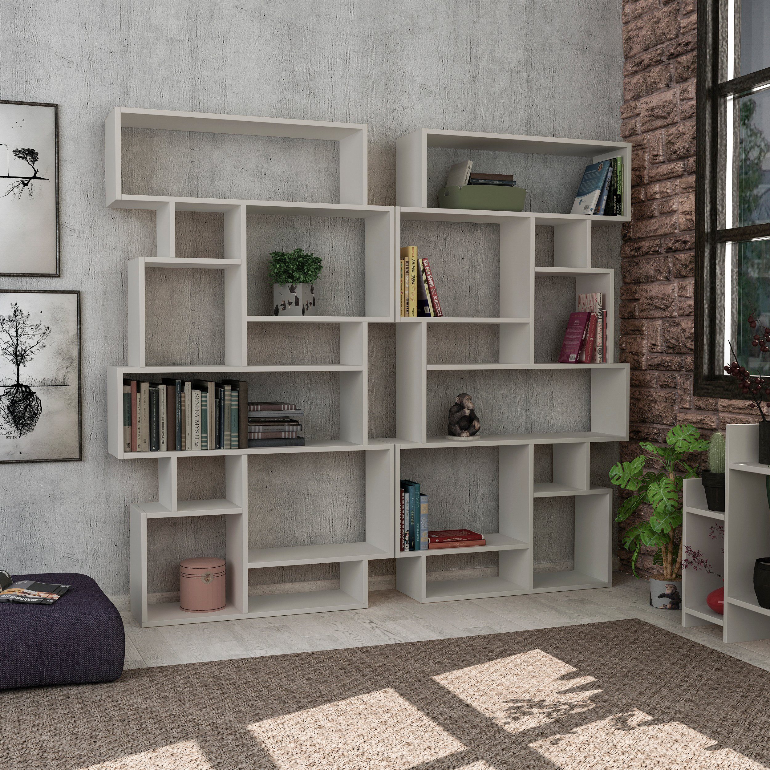 Decortie Bücherregal Karmato, Modernes Bücherregal Display Unit, 96 x 25,5 x 168,5 cm