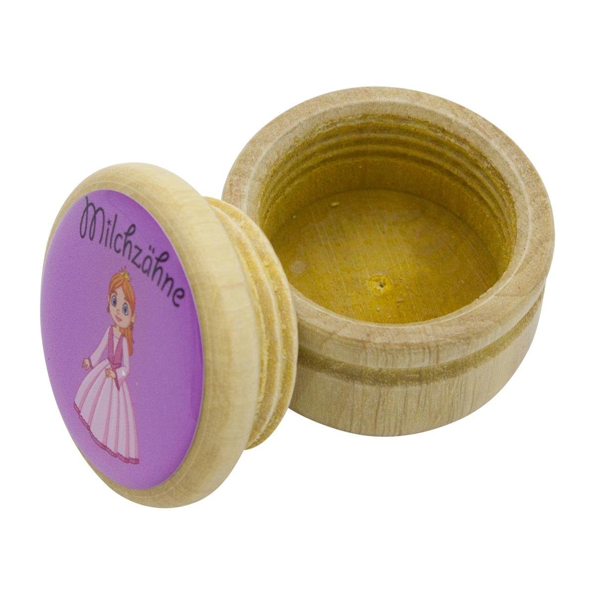 GICO Zahndose Milchzahndose Prinzessin Zahndose Milchzähne Bilderdose aus Holz mit, Bilderdose für Jungen und Mädchen
