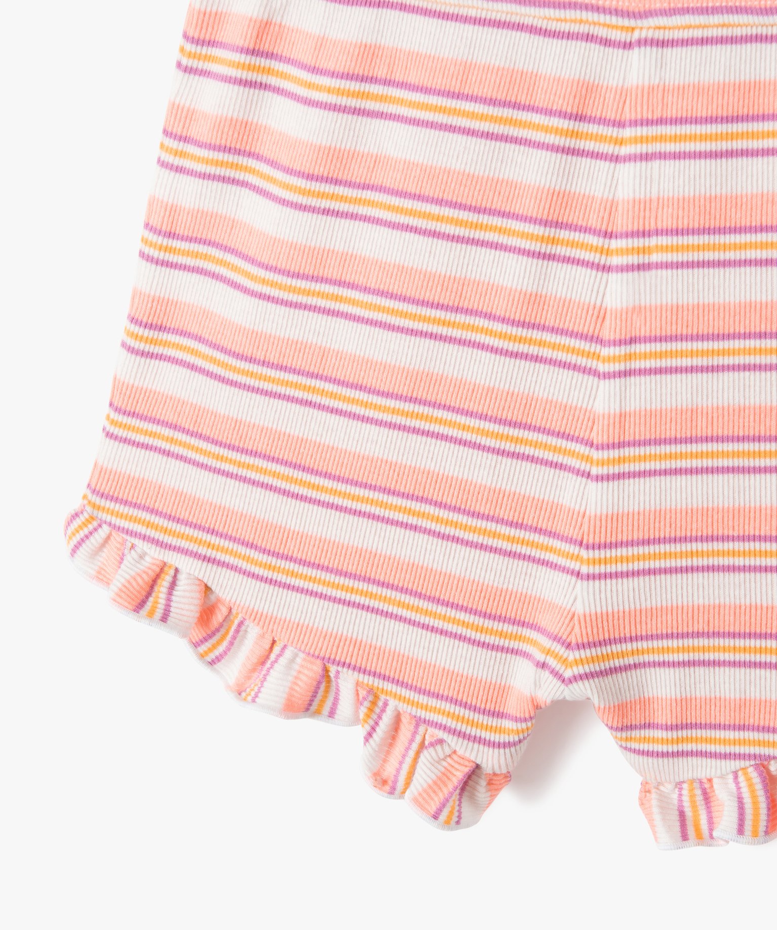 Combishort fille à rayures en maille ctelée multicolore | GEMO