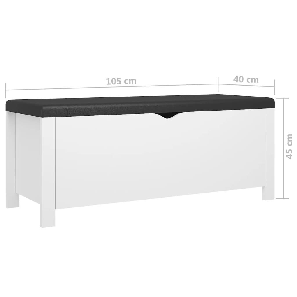 vidaXL Aufbewahrungsbox Sitzbank mit Stauraum und Kissen Weiß 105x40x45cm Holzwerkstoff (1 St)