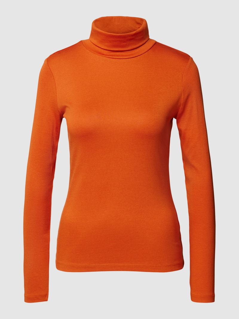 Rollkragenpullover in unifarbenem Design in orange