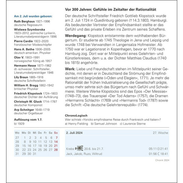 CHRONIK TAGESABREIßKALENDER 2024 - Kalender