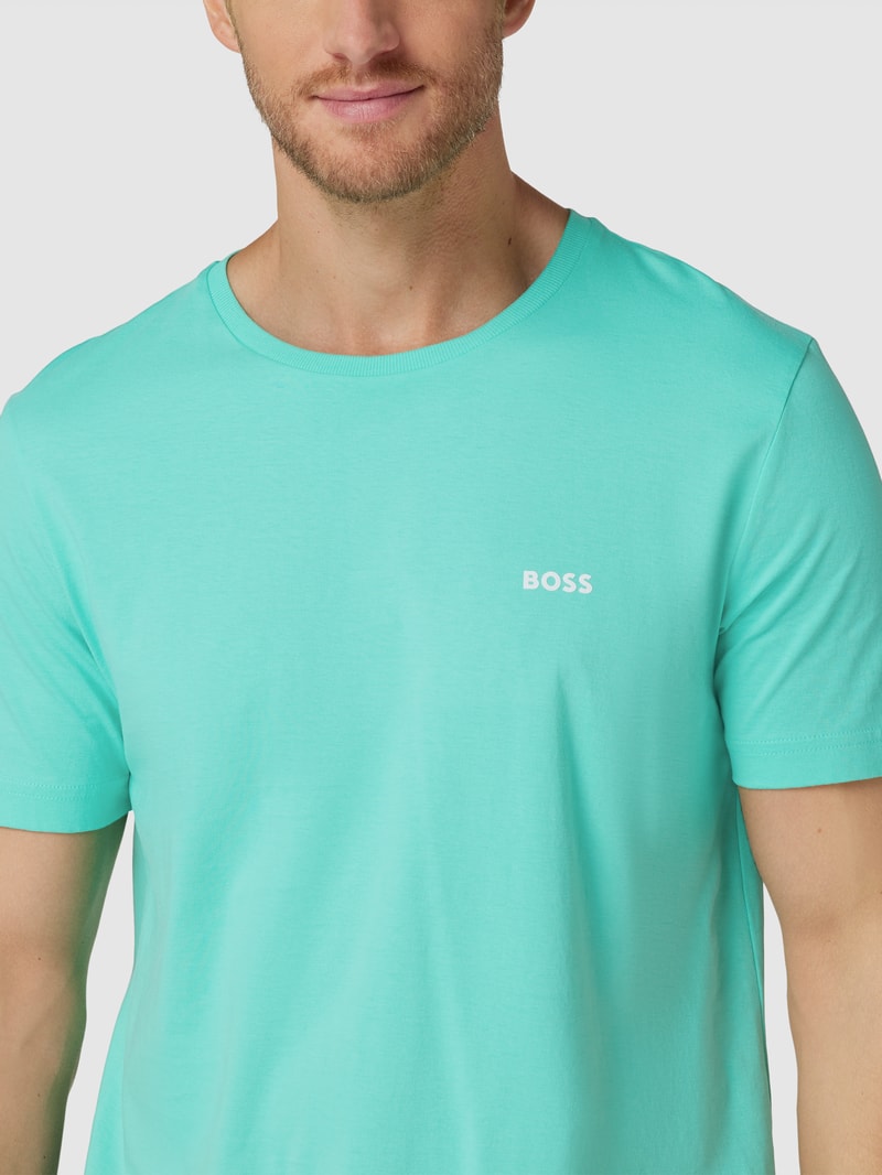 T-Shirt mit Label-Print Modell 'Tee 7' in hellgrün