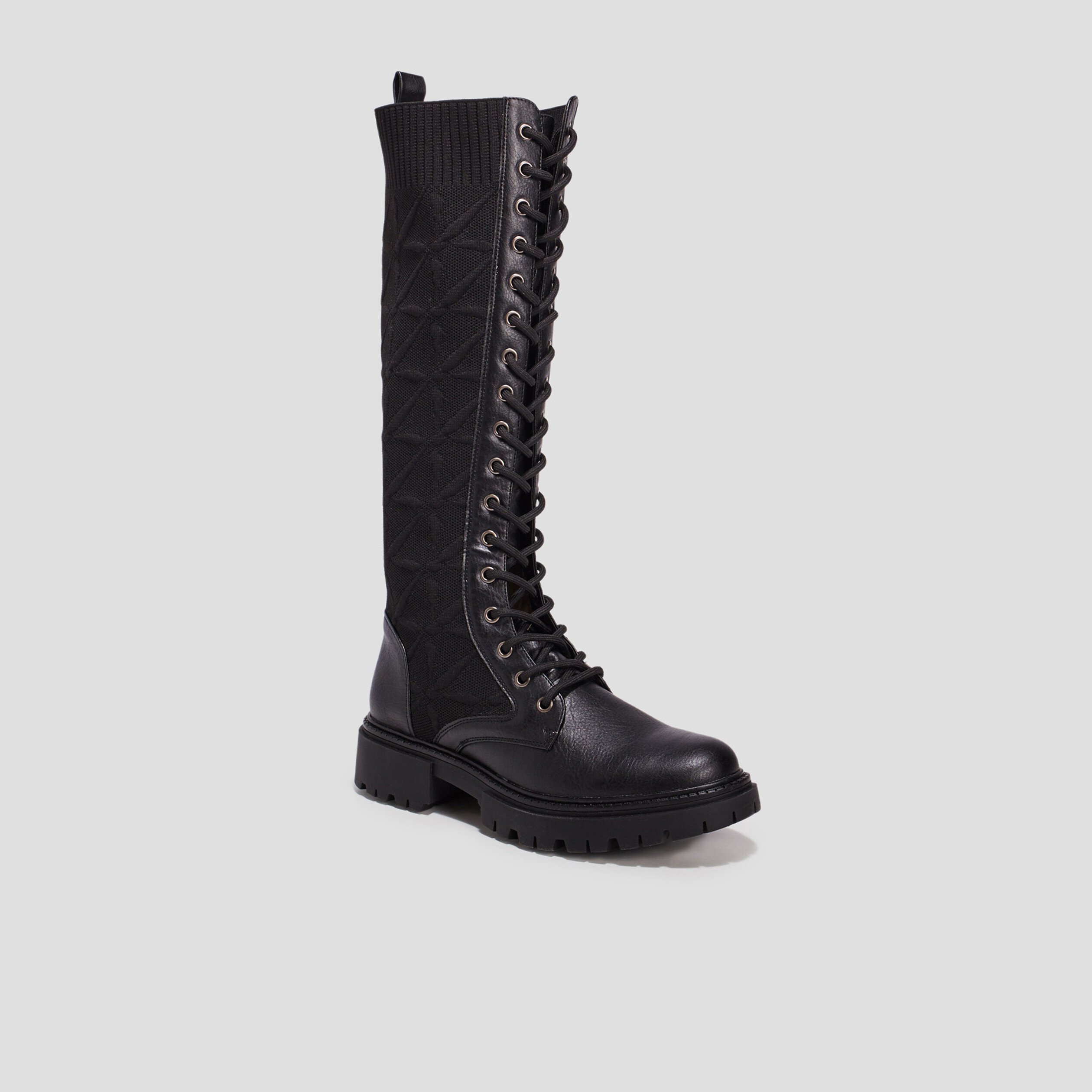 Bottes bi-matière à lacets noir femme | La Halle