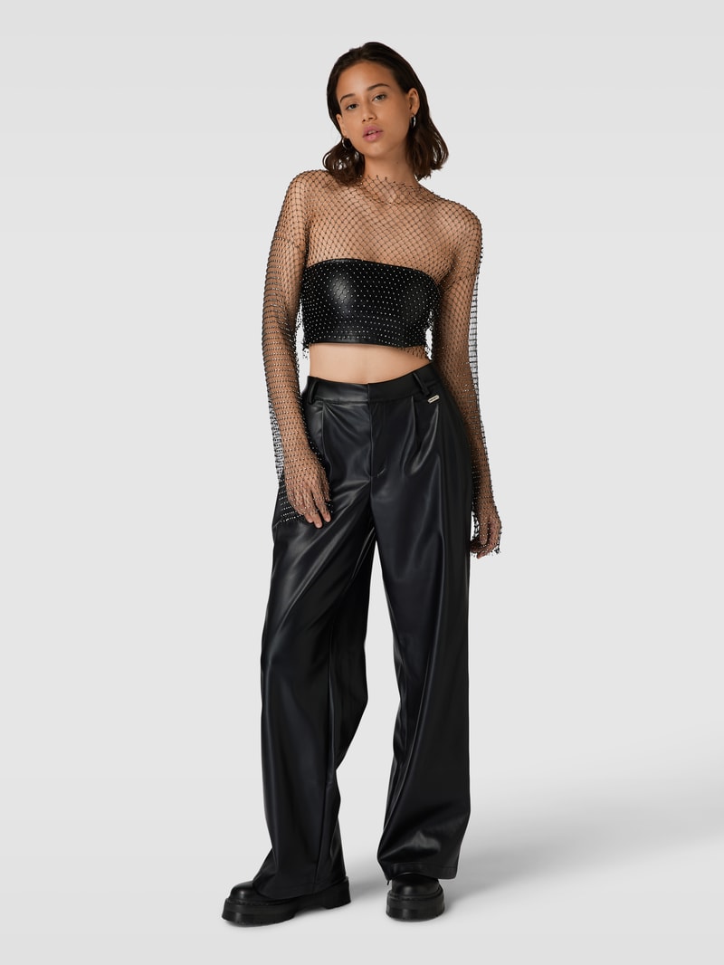 Cropped Top im Netz-Look Modell 'XENIA' in schwarz