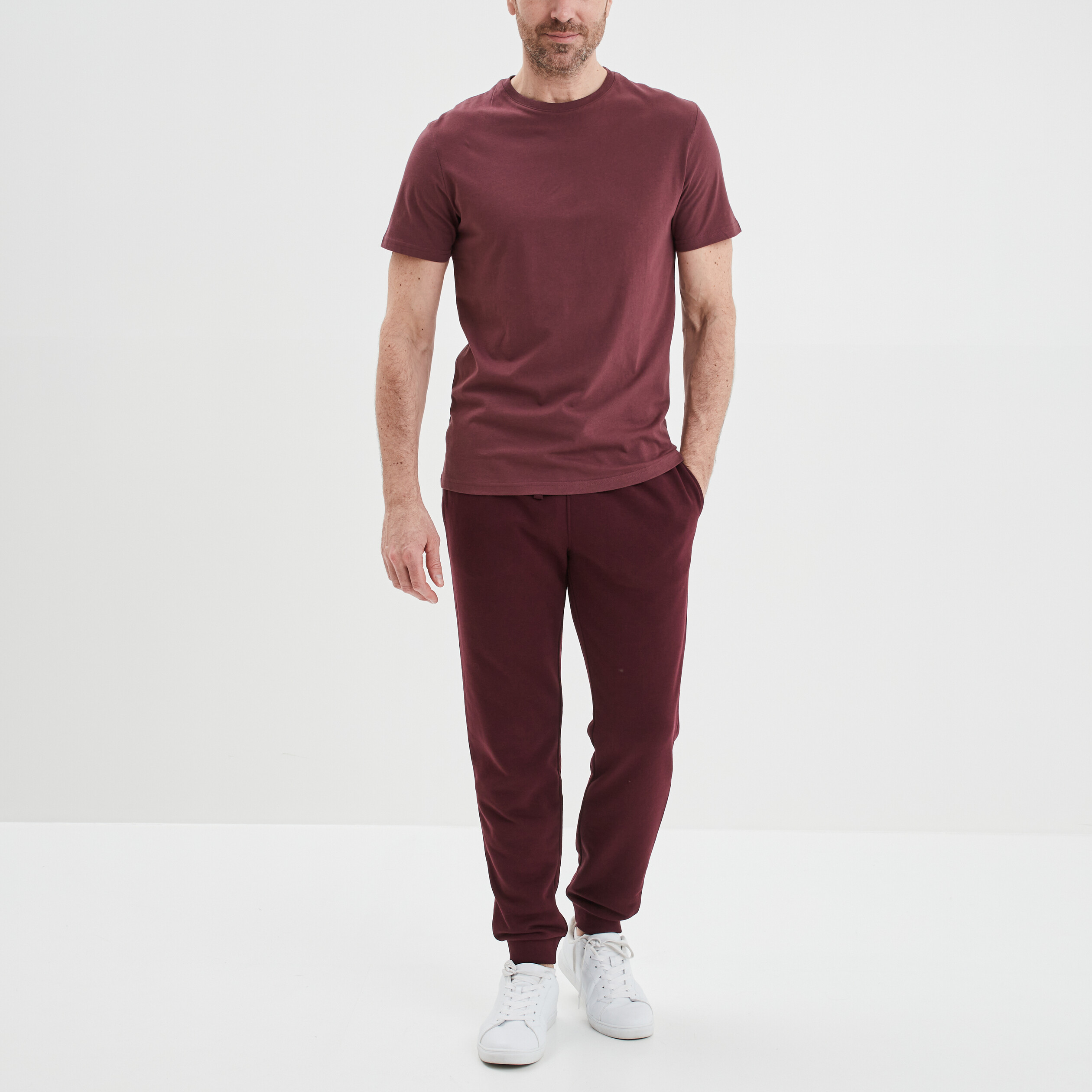 T-shirt en coton manches courtes prune homme | La Halle