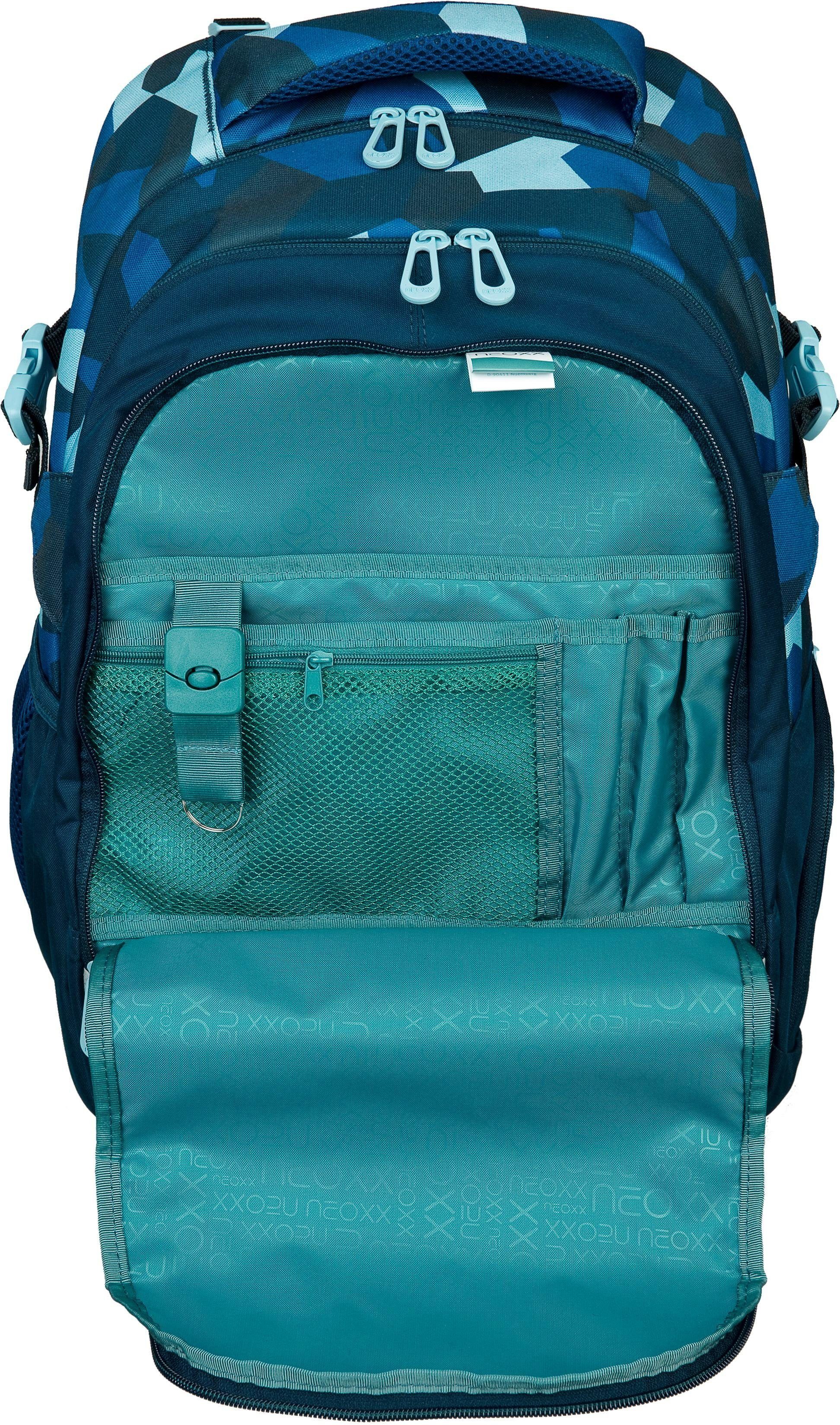 neoxx Schulrucksack Active, Camo Nation, aus recycelten PET-Flaschen