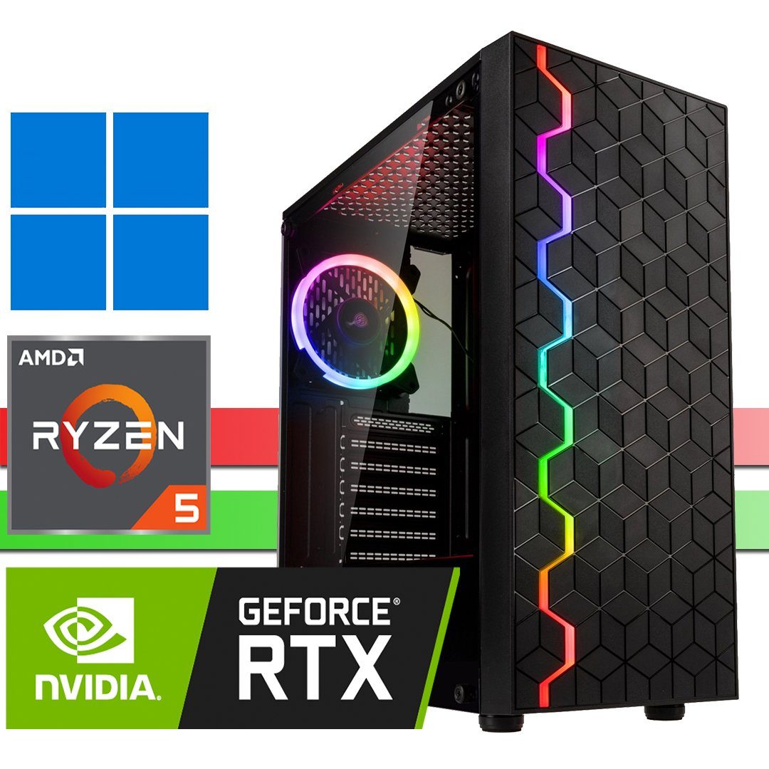 X-HARDWARE X-GAMING Computer 3600, 500GB NVMe SSD + bis zu 4TB HDD Gaming-PC (AMD Ryzen 5 3600, Nvidia GeForce RTX 3060, 16 GB RAM, 0 GB HDD, 500 GB SSD, Luftkühlung, Windows 11 Professional)