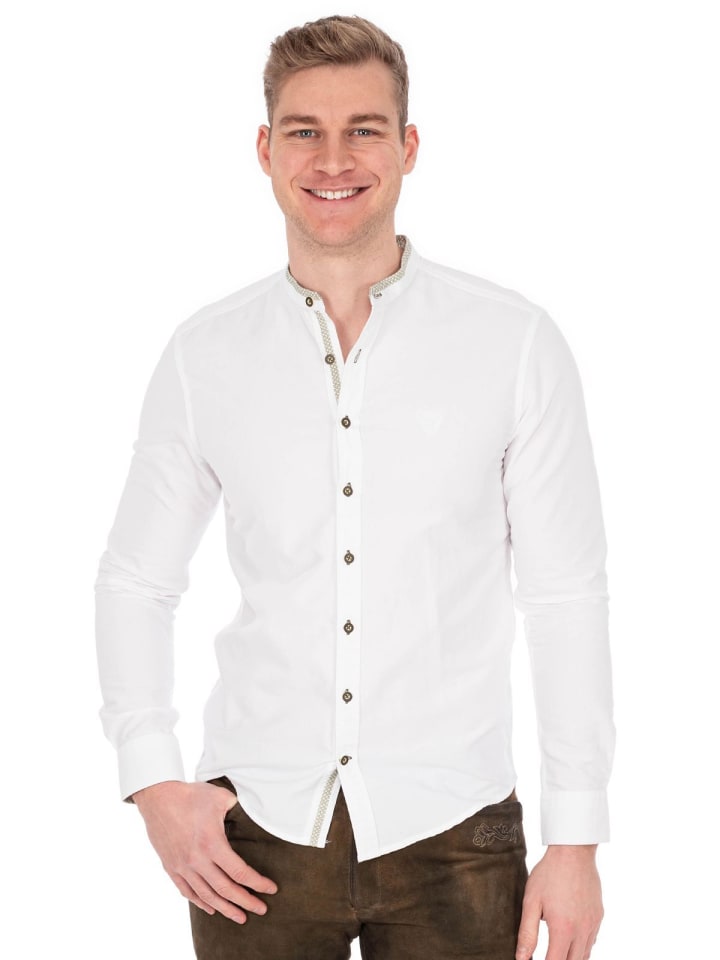 MarJo Stehkragenhemd GEORG in weiß-moos günstig kaufen