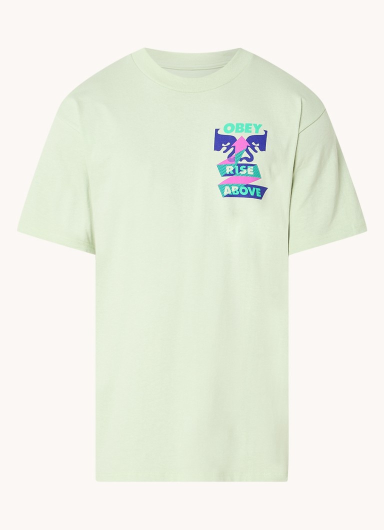 Obey  Rise Above T-shirt met logo- en backprint