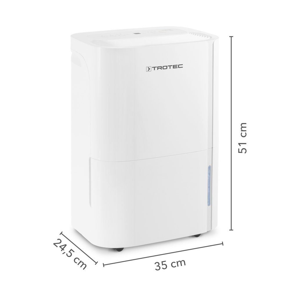 TROTEC Luftentfeuchter TTK 54 E, für 100 m³ Räume, Entfeuchtung 18,00 l/Tag, Tank 3,00 l, Entfeuchtungsautomatik mit Zielwertvorwahl zwischen 35 und 85 % r.F.