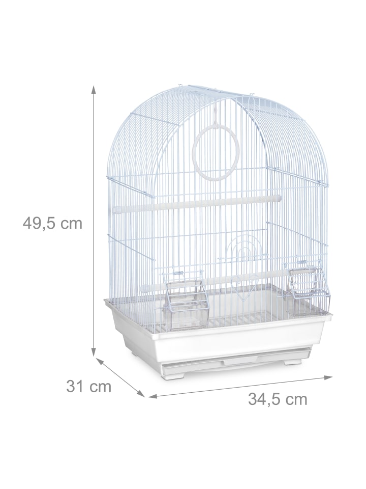 relaxdays Vogelkäfig in Weiß - (B)34,5 x (H)49,5 x (T)31 cm günstig kaufen onesize