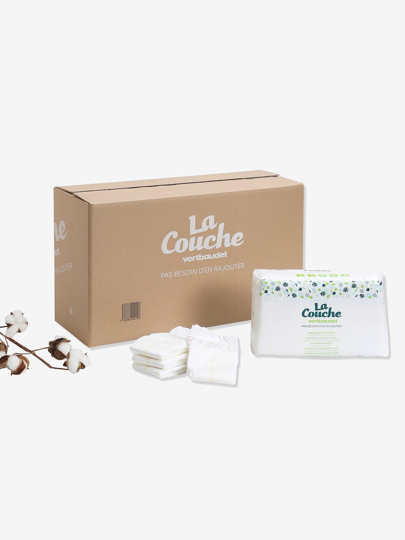 Vertbaudet Windel-Box LA COUCHE vertbaudet: 210 Windeln Gr. 2 (3-6 kg) - weiß