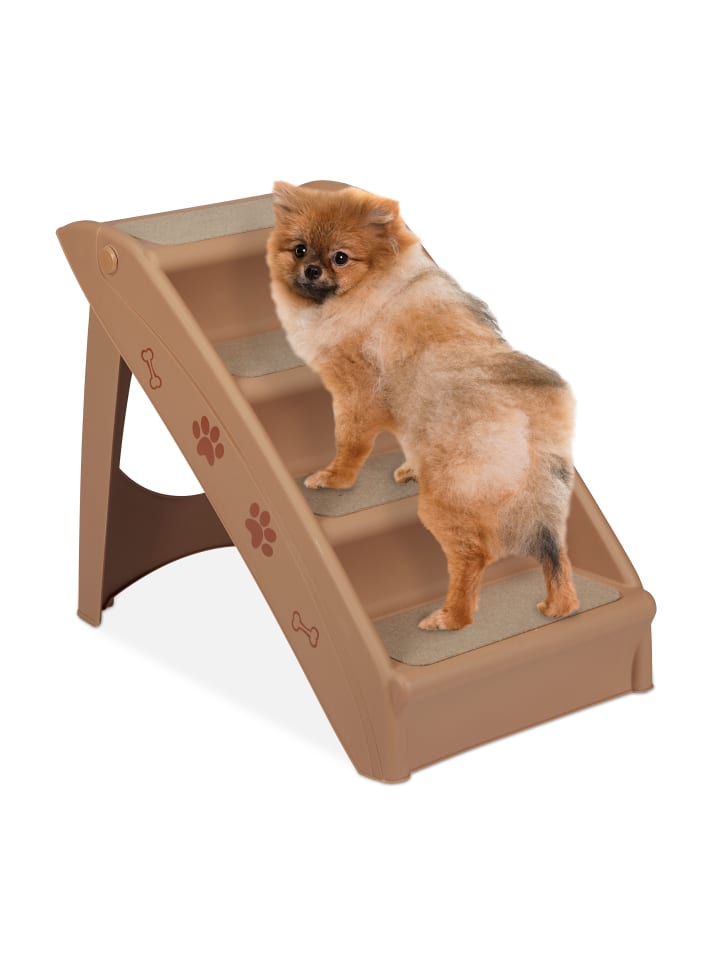 relaxdays Hundetreppe in Beige - (B)39 x (H)49 x (T)61 cm günstig kaufen onesize