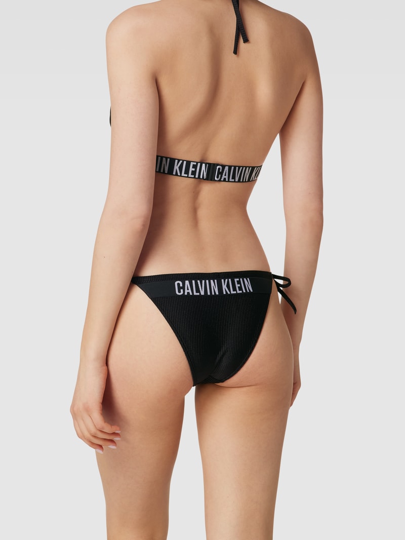 Bikini-Hose mit Schnürung in schwarz