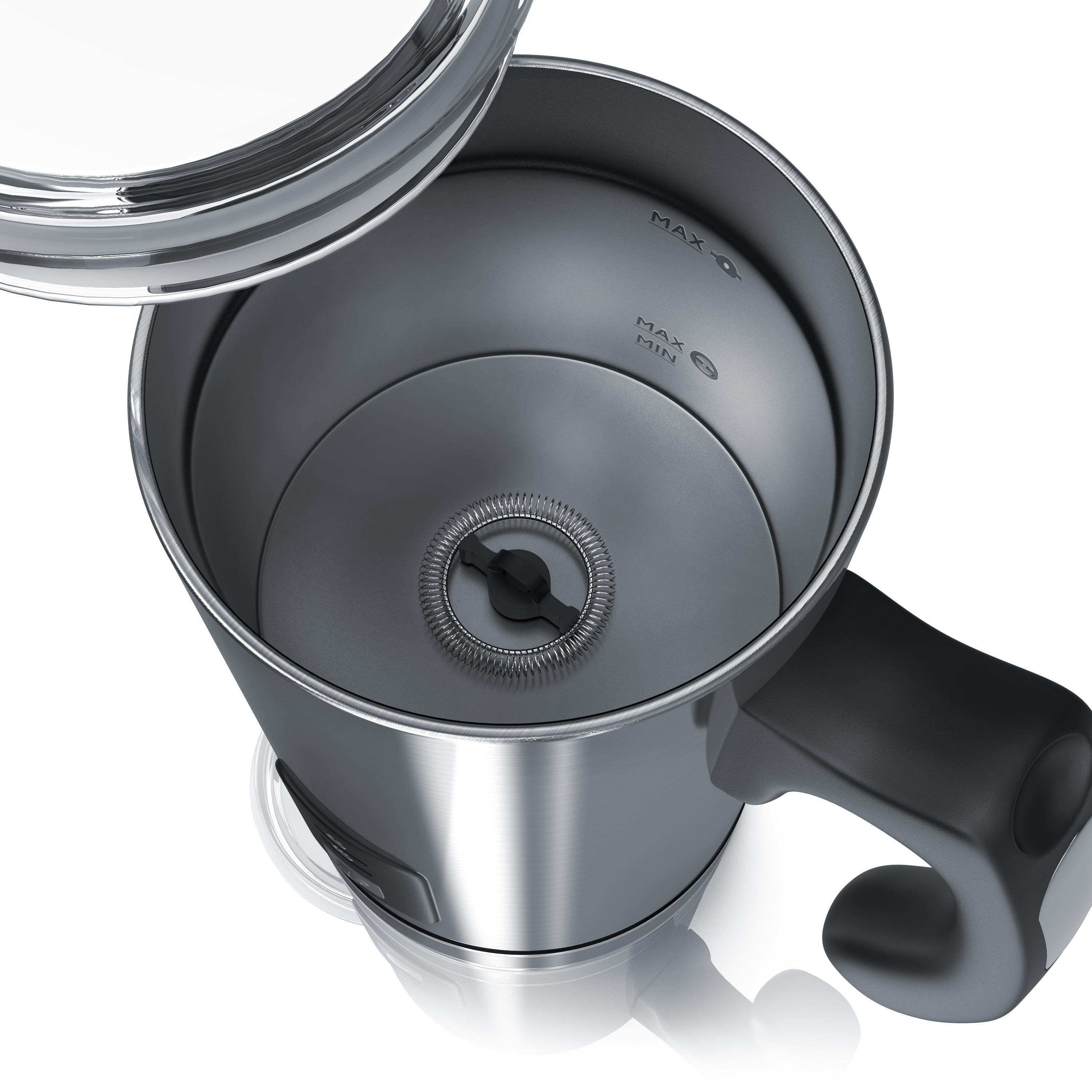 Arendo Milchaufschäumer, 500 W, automatischer Edelstahl Milchschäumer - MILKSKY Silver