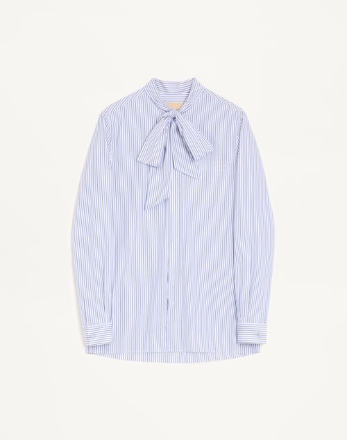 Camisa Valentino em popeline de algodão com gola lenço e bordado com o logotipo V.