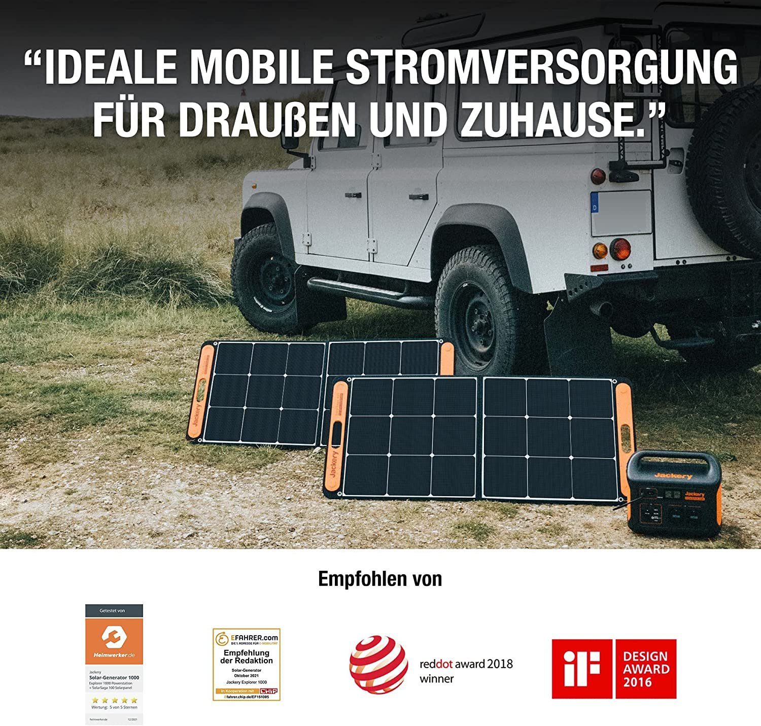 Jackery Stromgenerator Solargenerator 1000,1002WH Tragbare Powerstation mit 2*100W Solarpanel, 2,00 in kW, (2-tlg), für Camping Outdoor