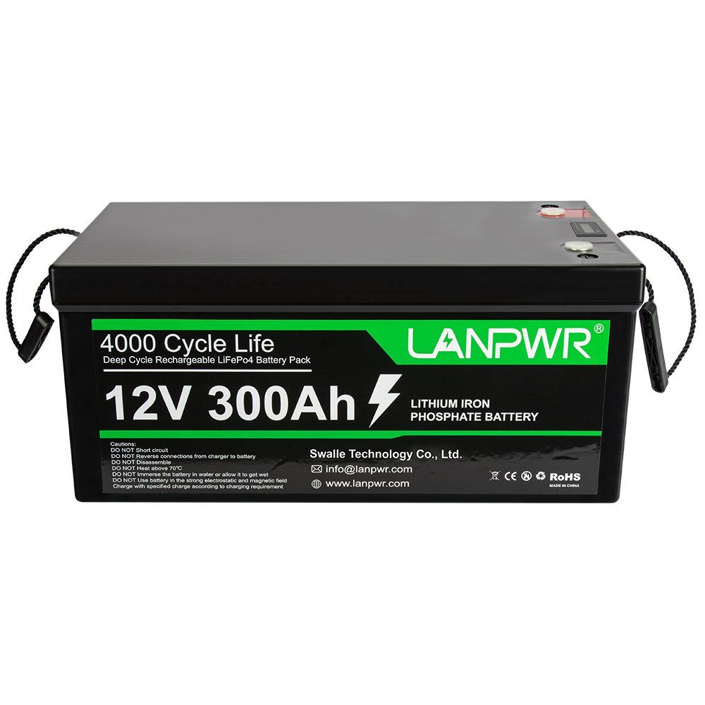 Tidyard Stromerzeuger LiFePO4 Akku,12V 300Ah Notstromversorgungen,Leichtgewicht, (LiFePO4 Batterie Powerstation für Stromausfall, Reise,Camping,Angeln), Zykluslebensdauer: ≥4000 Mal,Ladestrom: 50A Dauerstrom: 200A