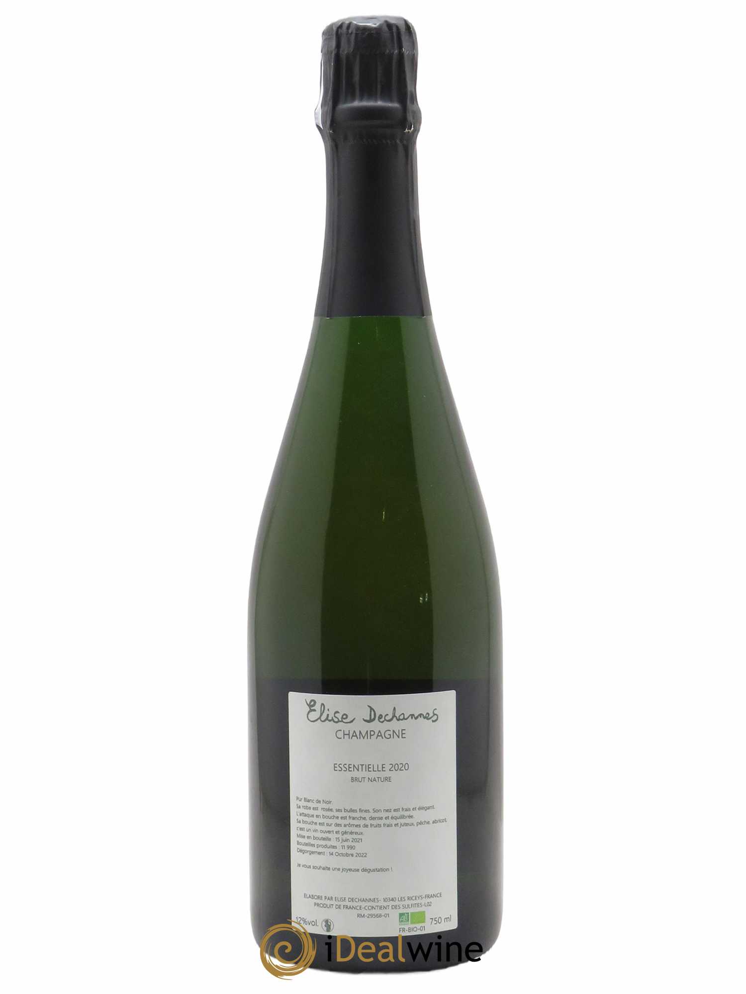 Essentielle Blanc de Noirs Brut Nature Elise Dechannes (Domaine)  2020 - Lot de 1 Bouteille