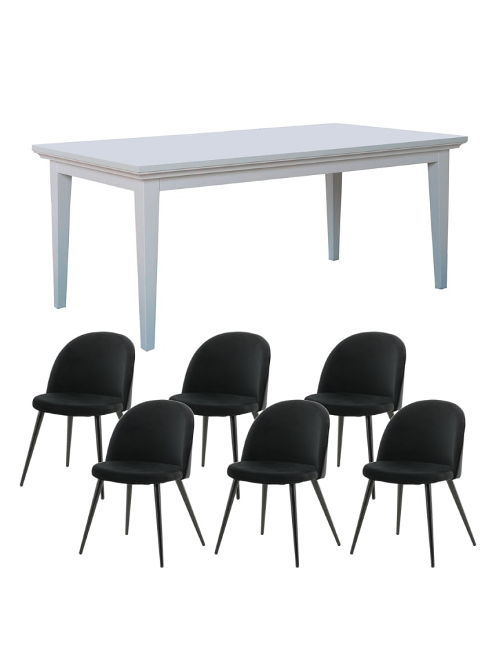 ebuy24 Essgruppe Venedig (7-teilig) Schwarz 95 x 276 cm günstig kaufen onesize