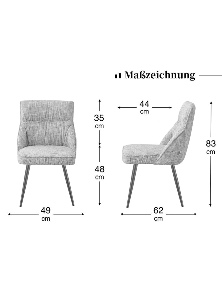 DUBI Möbel 2er-Set: Drehstuhl MELINA in Hellgrau - (B)49 x (H)83 x  (T)62 cm günstig kaufen onesize
