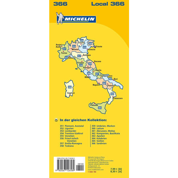 Michelin Lokalkarte Sardinien 1 : 200 000 - Straßenkarte