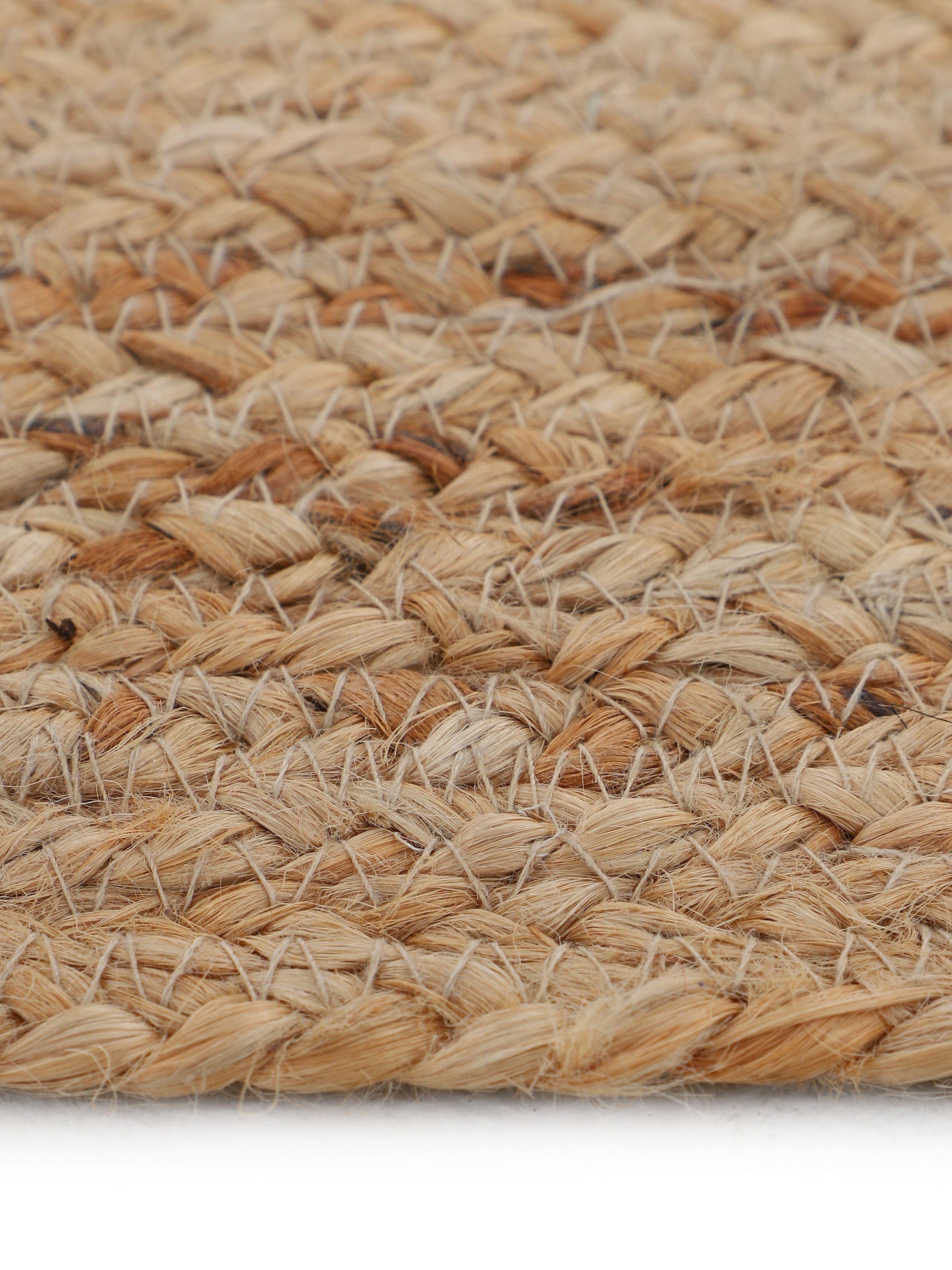 Teppich Nele Juteteppich Naturfaser, carpetfine, rechteckig, Höhe: 6 mm, geflochtener Wendeteppich aus 100% Jute, quadratisch und als Läufer