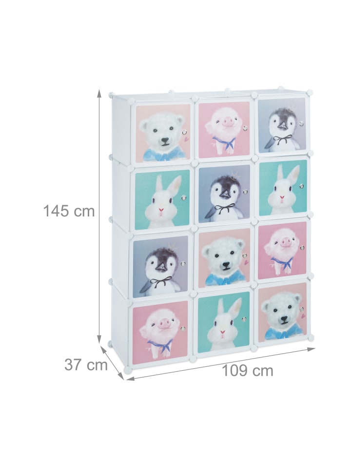 relaxdays Kinder Steckregal in Weiß/ Bunt - (B)109x (H)145 x (T)37 cm günstig kaufen onesize