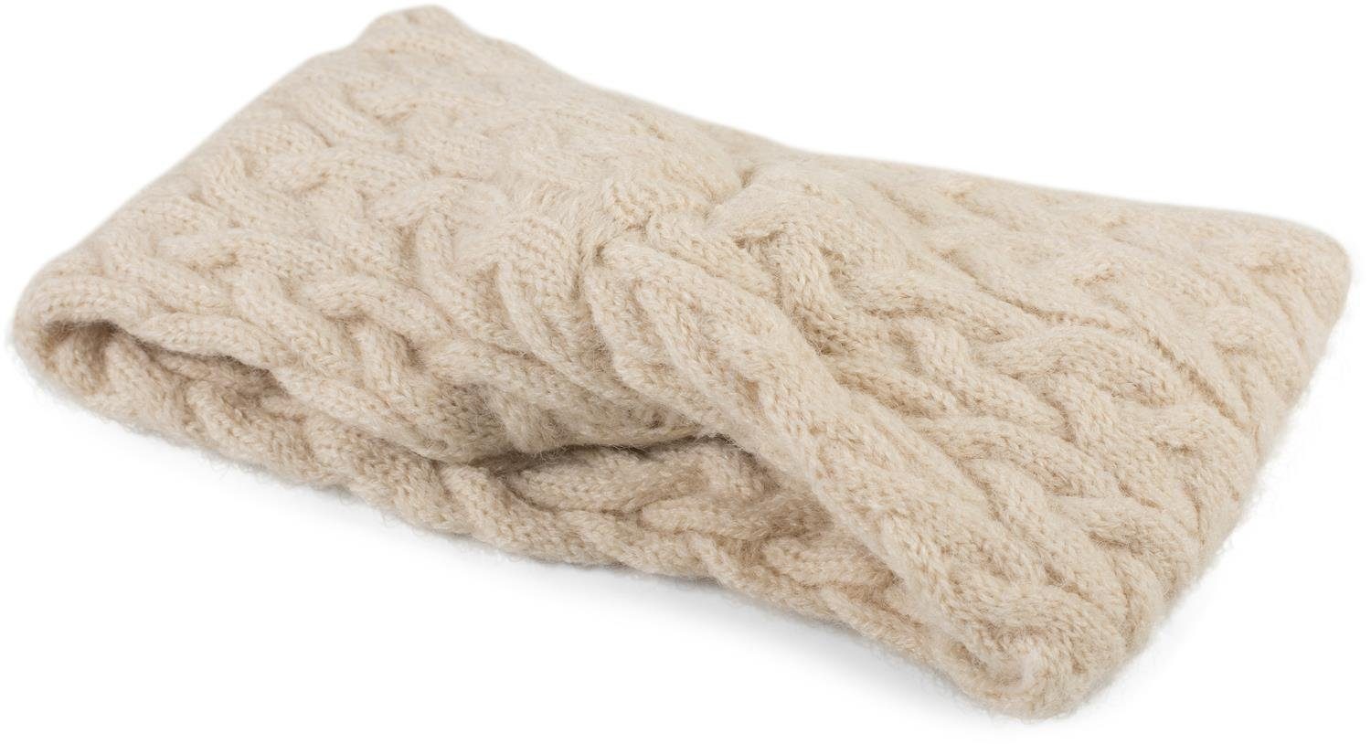 styleBREAKER Stirnband (1-St) Strick Stirnband mit Zopfmuster und Twist Knoten