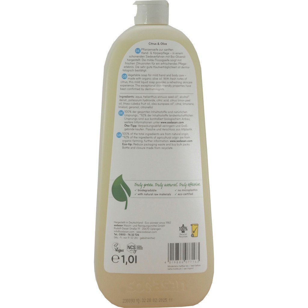 Sodasan Flüssigseife SODASAN Flüssigseife Citrus u. Olive 1 Liter